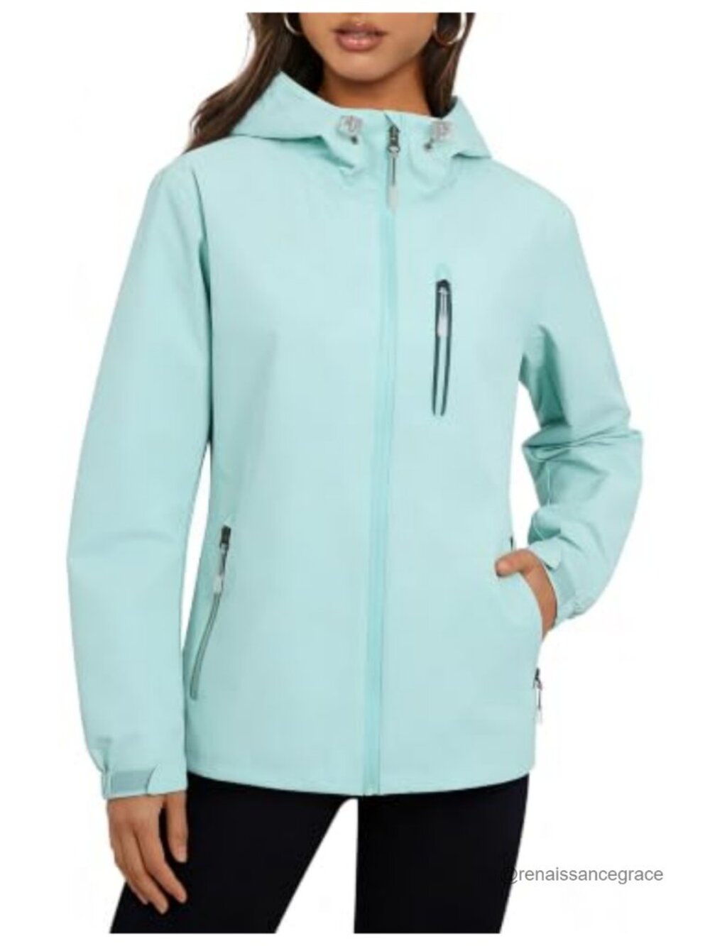 Waterproof Packable Rain Jacket Hooded Windproof Lightweight Women's